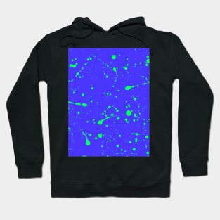 Neon Green Spray Splatter On Blue Violet Hoodie